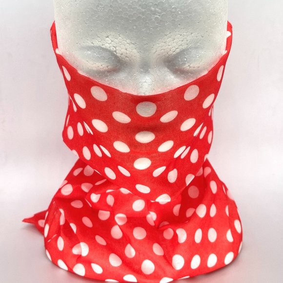 RED POKODOT NECK GAITER FACE MASK - Picture 1 of 3